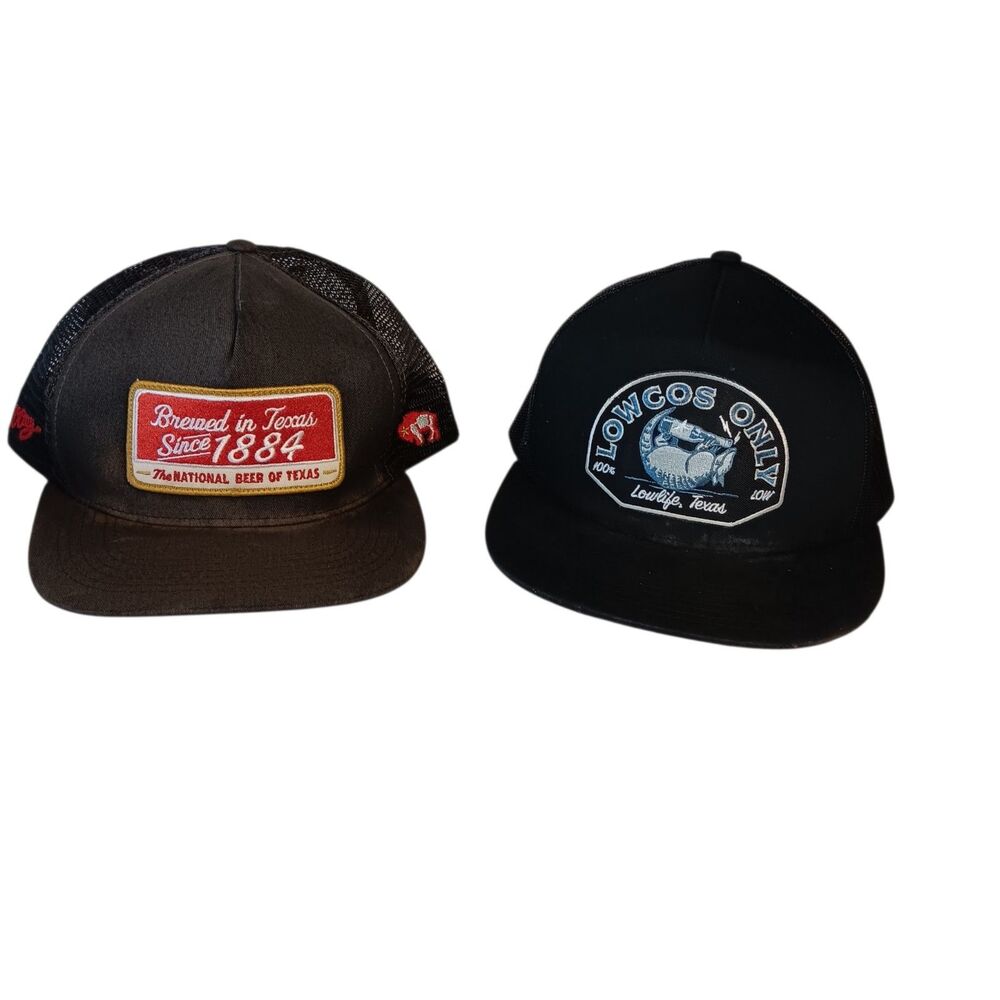 2 Snapback Trucker Caps - Hooey Lonestar 1884 Patch & Lowcos Only Lowlife, Texas